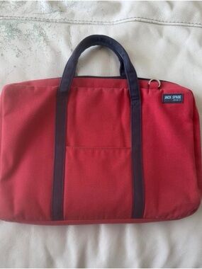 Jack Spade Red Canvas Laptop Briefcase with Black Handles